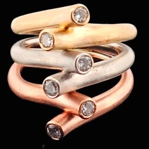 Diamond Band Ring 14k Gold Yellow White Rose Interlocked Large 21 grams